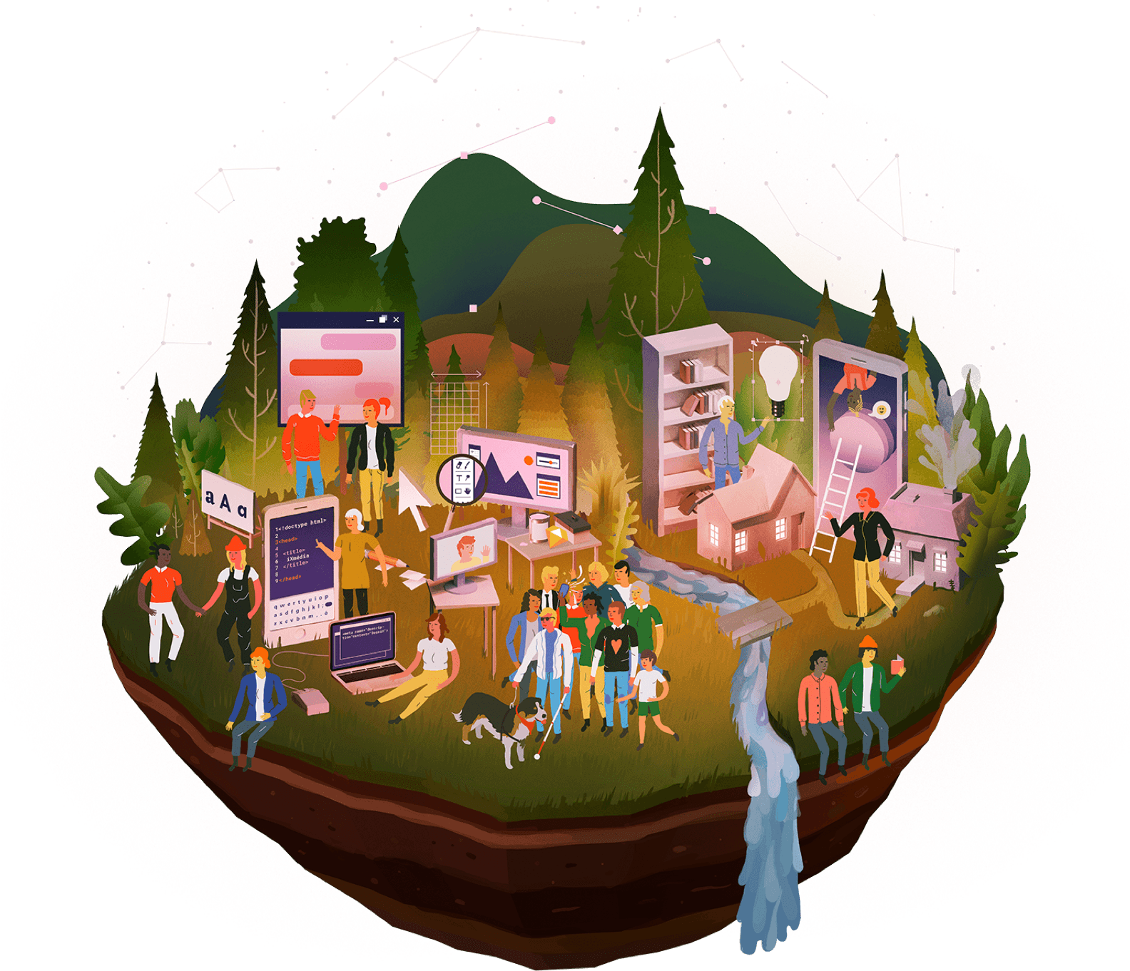 iXmédia - notre vision du web illustré par l'artiste Charles-Étienne Brochu